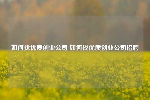 如何找优质创业公司 如何找优质创业公司招聘