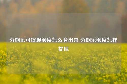 分期乐可提现额度怎么套出来 分期乐额度怎样提现