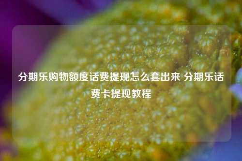 分期乐购物额度话费提现怎么套出来 分期乐话费卡提现教程