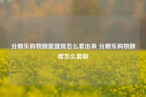 分期乐购物额度提现怎么套出来 分期乐购物额度怎么套取