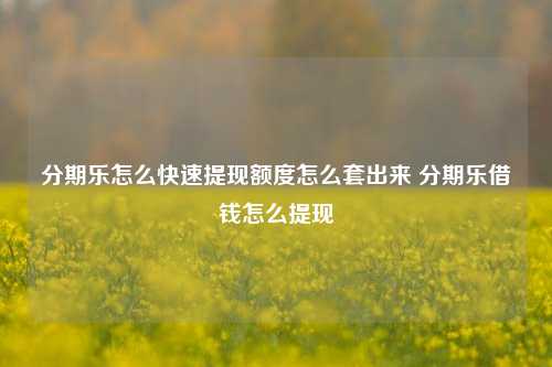 分期乐怎么快速提现额度怎么套出来 分期乐借钱怎么提现