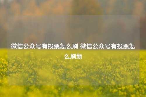 微信公众号有投票怎么刷 微信公众号有投票怎么刷新