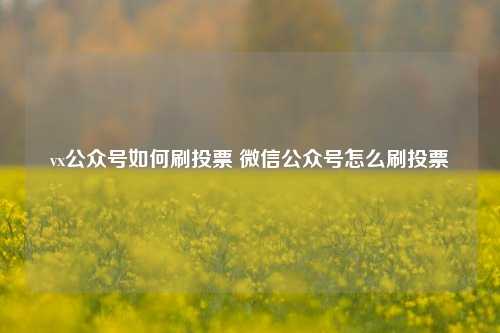 vx公众号如何刷投票 微信公众号怎么刷投票