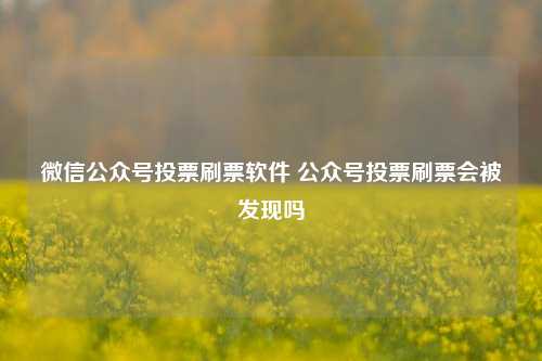 微信公众号投票刷票软件 公众号投票刷票会被发现吗