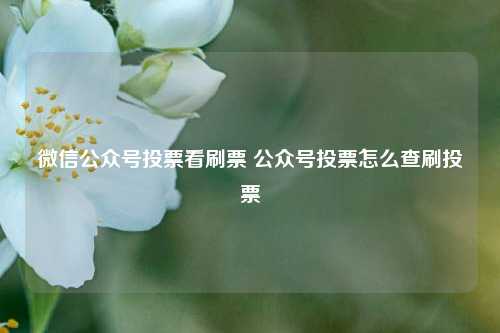 微信公众号投票看刷票 公众号投票怎么查刷投票