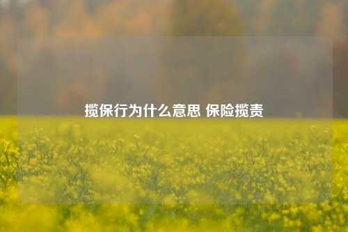 揽保行为什么意思 保险揽责