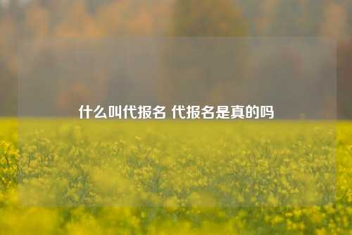 什么叫代报名 代报名是真的吗