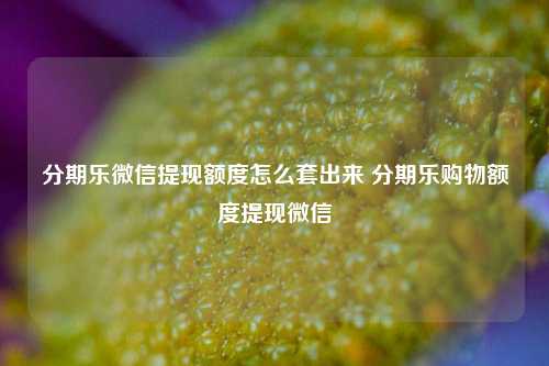 分期乐微信提现额度怎么套出来 分期乐购物额度提现微信