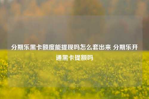 分期乐黑卡额度能提现吗怎么套出来 分期乐开通黑卡提额吗