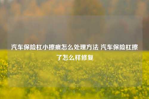 汽车保险杠小擦痕怎么处理方法 汽车保险杠擦了怎么样修复