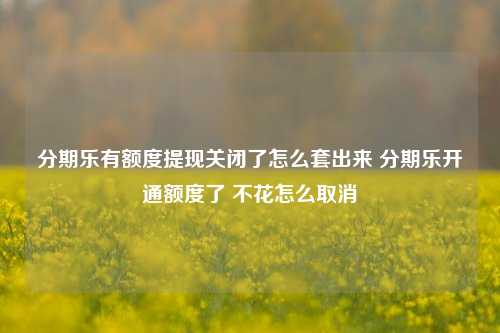 分期乐有额度提现关闭了怎么套出来 分期乐开通额度了 不花怎么取消