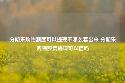 分期乐购物额度可以提现不怎么套出来 分期乐购物额度提现可以信吗