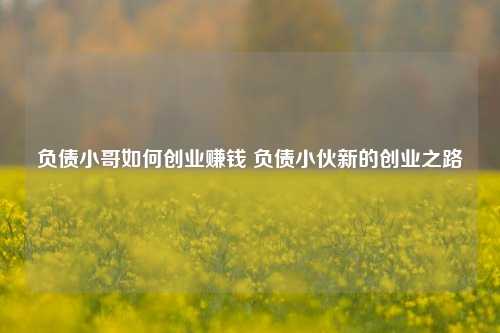 负债小哥如何创业赚钱 负债小伙新的创业之路