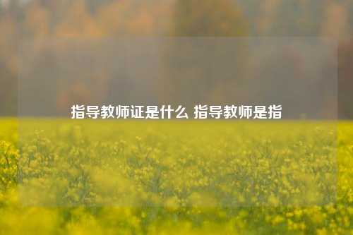 指导教师证是什么 指导教师是指