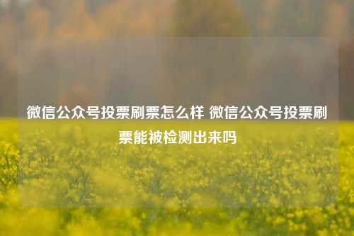 微信公众号投票刷票怎么样 微信公众号投票刷票能被检测出来吗