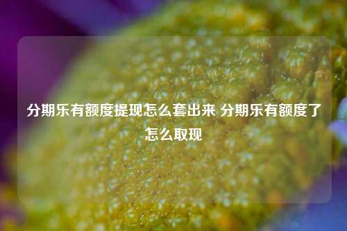 分期乐有额度提现怎么套出来 分期乐有额度了怎么取现