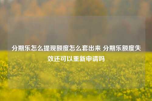 分期乐怎么提现额度怎么套出来 分期乐额度失效还可以重新申请吗