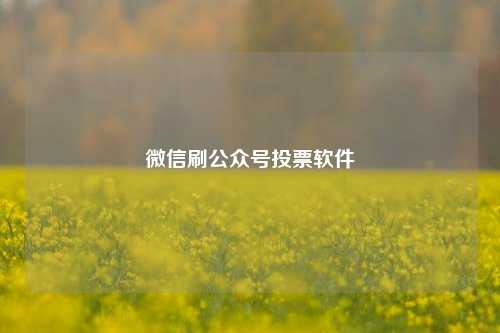 微信刷公众号投票软件