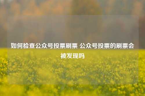 如何检查公众号投票刷票 公众号投票的刷票会被发现吗