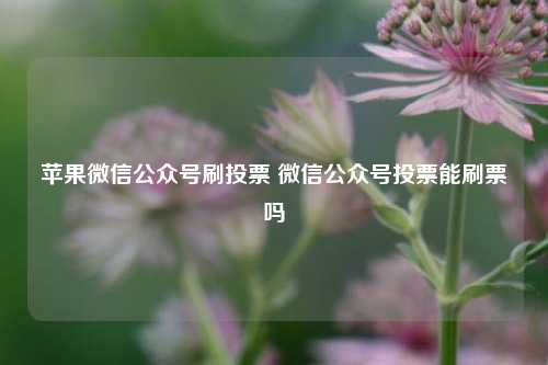 苹果微信公众号刷投票 微信公众号投票能刷票吗