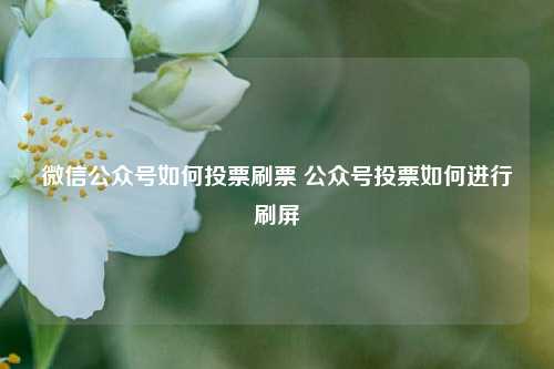 微信公众号如何投票刷票 公众号投票如何进行刷屏