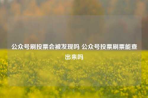 公众号刷投票会被发现吗 公众号投票刷票能查出来吗