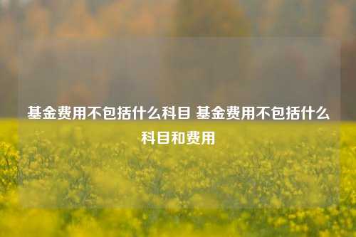 基金费用不包括什么科目 基金费用不包括什么科目和费用