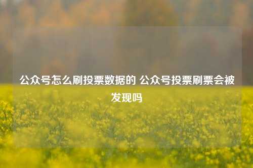 公众号怎么刷投票数据的 公众号投票刷票会被发现吗