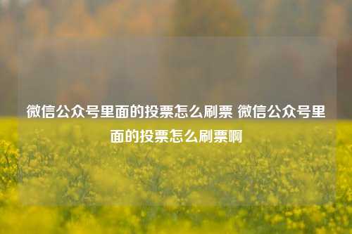 微信公众号里面的投票怎么刷票 微信公众号里面的投票怎么刷票啊