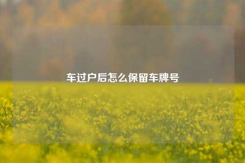 车过户后怎么保留车牌号