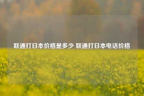 联通打日本价格是多少 联通打日本电话价格