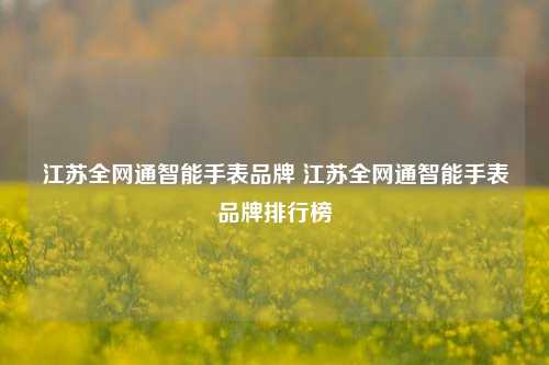 江苏全网通智能手表品牌 江苏全网通智能手表品牌排行榜