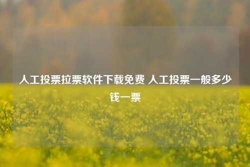 人工投票拉票软件下载免费 人工投票一般多少钱一票