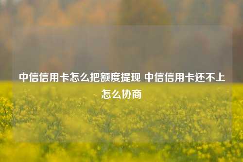 中信信用卡怎么把额度提现 中信信用卡还不上怎么协商