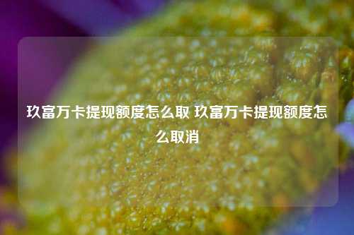 玖富万卡提现额度怎么取 玖富万卡提现额度怎么取消