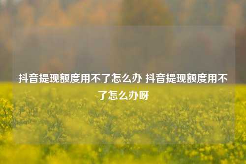 抖音提现额度用不了怎么办 抖音提现额度用不了怎么办呀