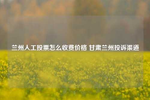 兰州人工投票怎么收费价格 甘肃兰州投诉渠道