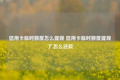 信用卡临时额度怎么提现 信用卡临时额度提现了,怎么还款