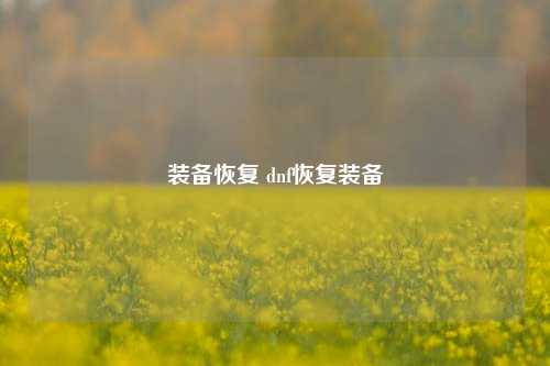 装备恢复 dnf恢复装备