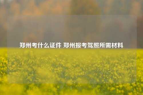 郑州考什么证件 郑州报考驾照所需材料