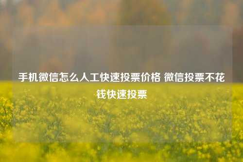 手机微信怎么人工快速投票价格 微信投票不花钱快速投票