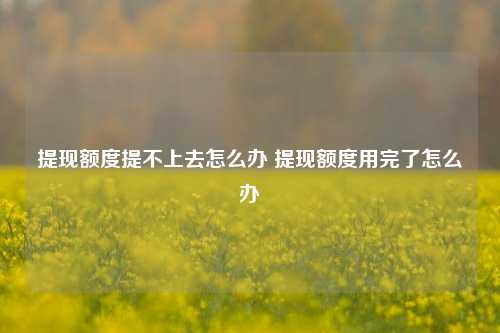 提现额度提不上去怎么办 提现额度用完了怎么办