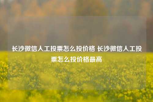 长沙微信人工投票怎么投价格 长沙微信人工投票怎么投价格最高