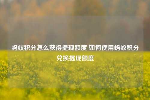 蚂蚁积分怎么获得提现额度 如何使用蚂蚁积分兑换提现额度