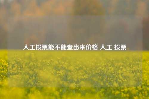 人工投票能不能查出来价格 人工 投票