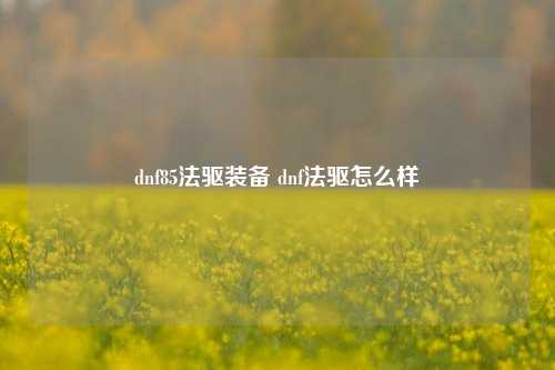 dnf85法驱装备 dnf法驱怎么样