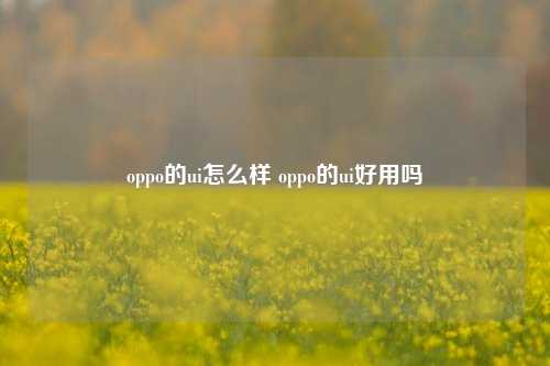 oppo的ui怎么样 oppo的ui好用吗