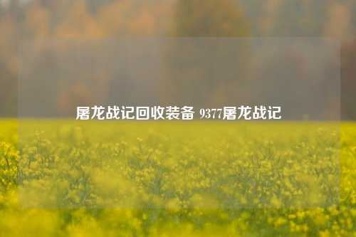 屠龙战记回收装备 9377屠龙战记