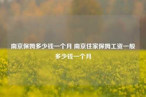 南京保姆多少钱一个月 南京住家保姆工资一般多少钱一个月