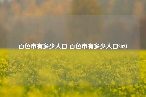 百色市有多少人口 百色市有多少人口2021